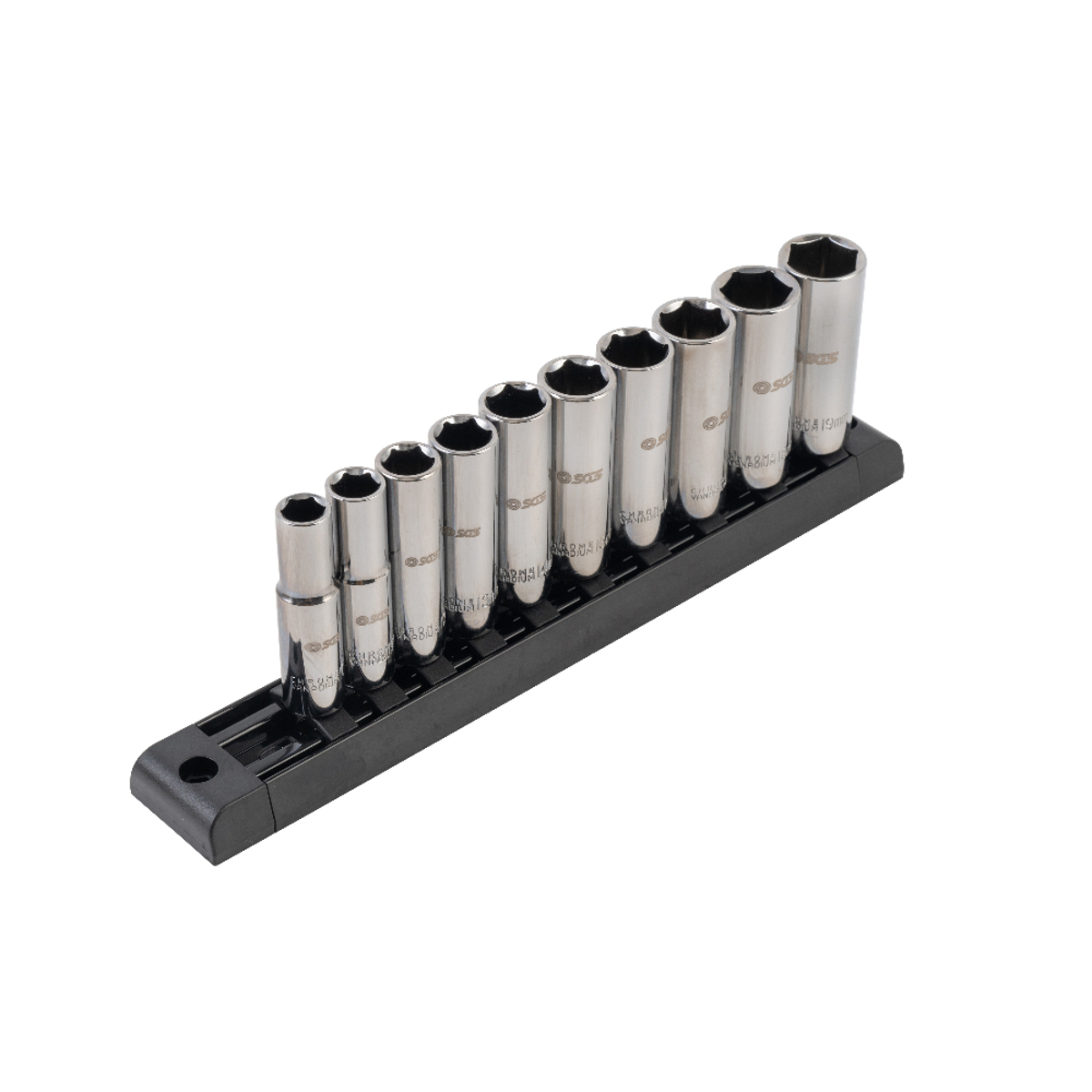 SGS 10pc 3/8in Drive Metric Deep Socket Set | 8mm-22mm | Magnetic Rail